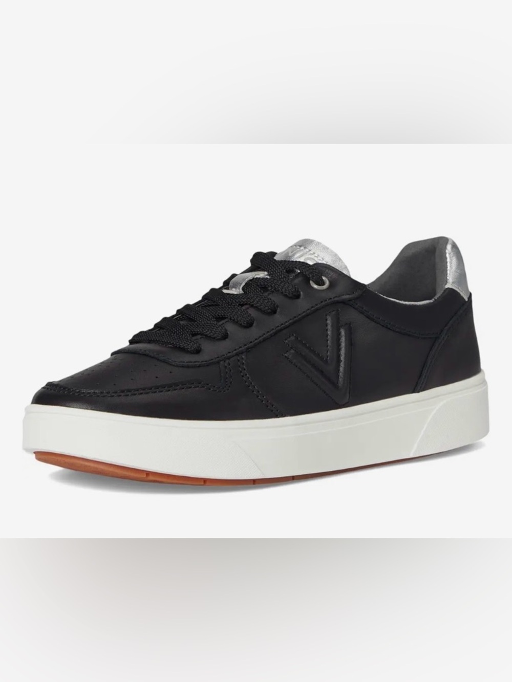 Women’s Vionic Kimmie Court Sneaker Black & Silver Leather 11W - Picture 3 of 16